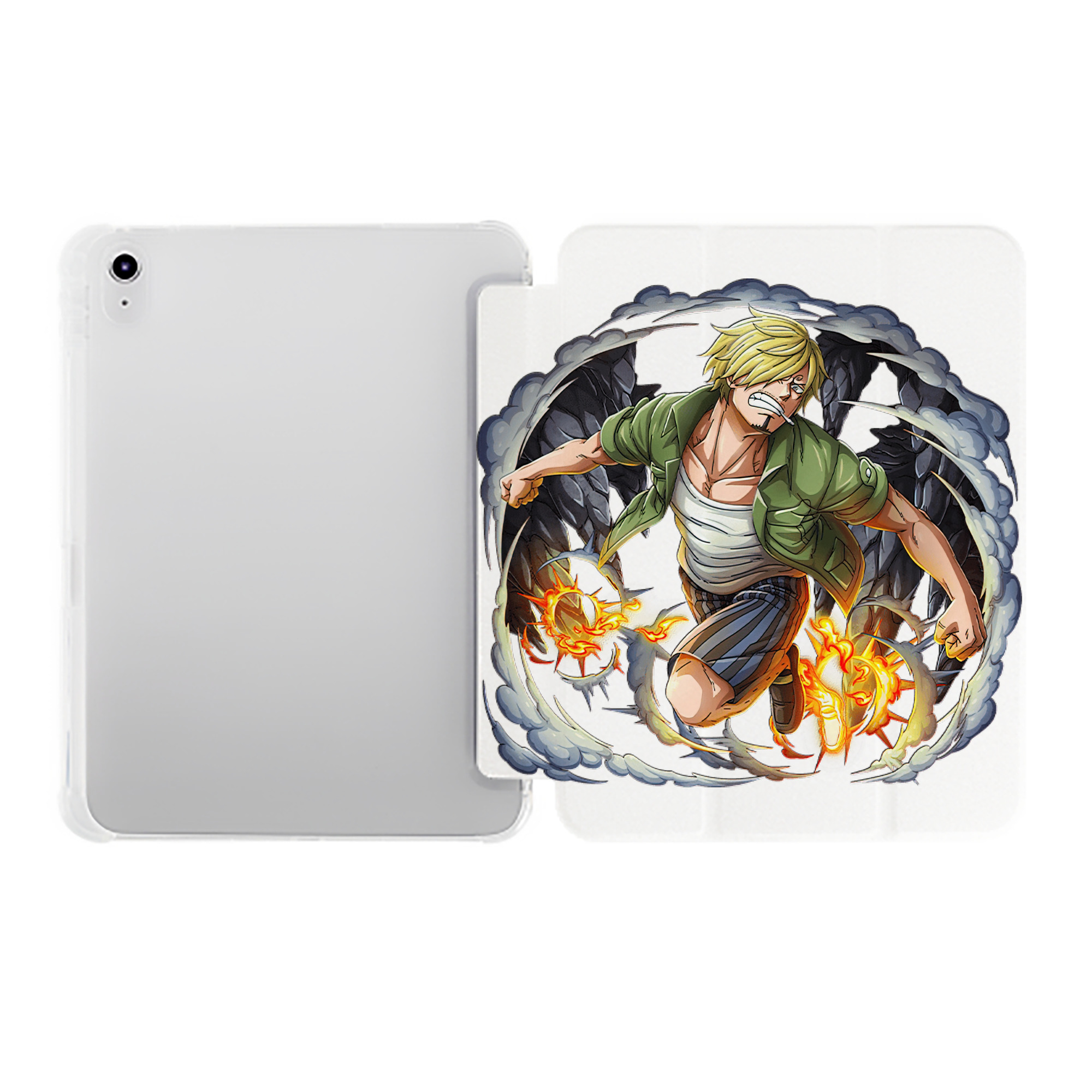 （画像用） ワンピース サンジ ONE PIECE Sanji IPad ケース ペン収納付き 三つ折りスタンド PUレザー×シリコン 対応機種9.5/10.5/10.9インチ
